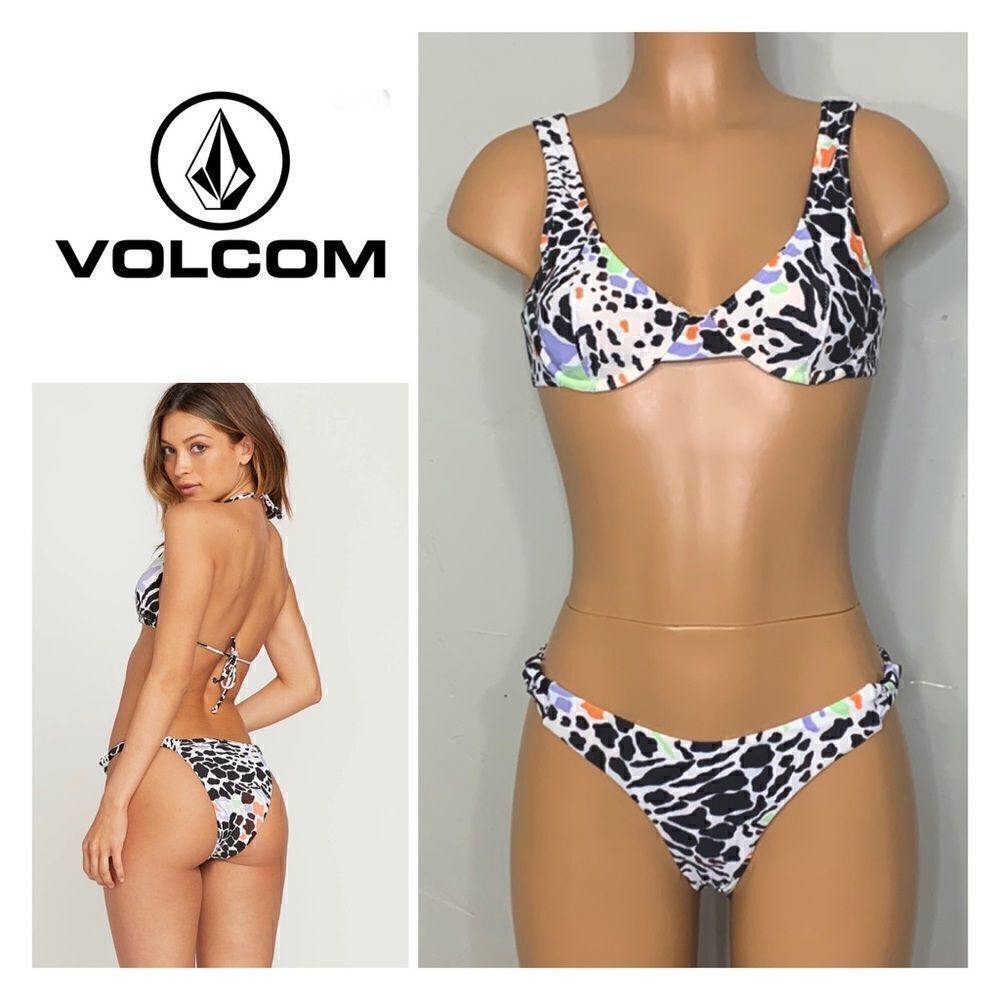 New Volcom animal print bikini set. Teeny